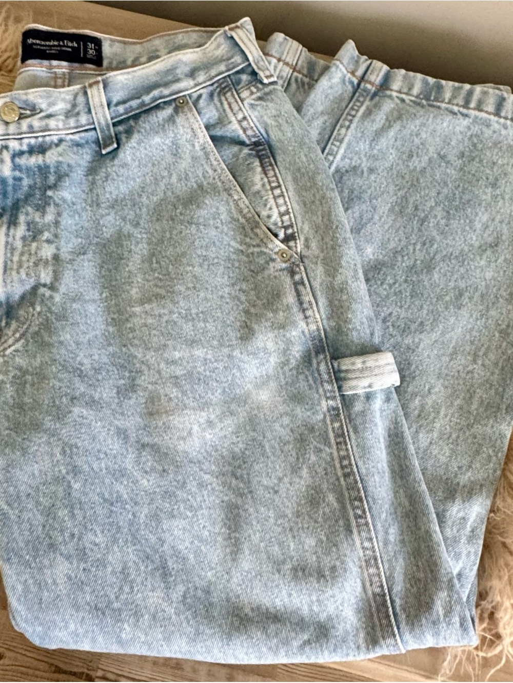 Abercrombie & Fitch Light Blue Relaxed Carpenter Jeans 31W 30L Great Condition